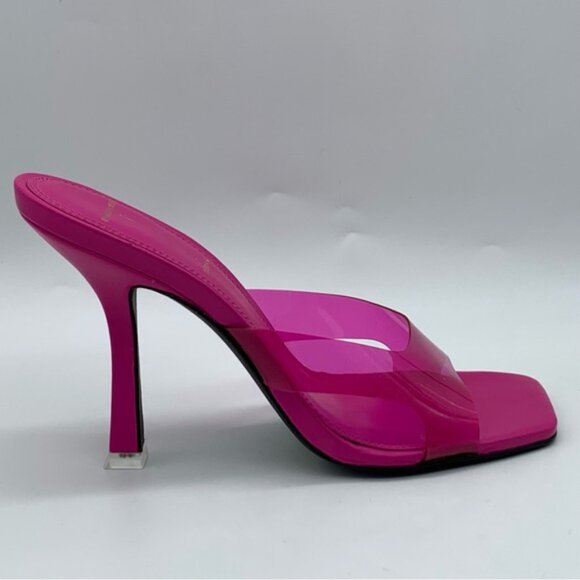 BLACK SUEDE Transparent PVC Strap Sandal in Fuchsia - Picture 2 of 14